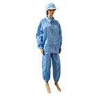 Costume non pelucheux bleu d'ESD de polyester de rayure de 5mm pour des vêtements de travail industriels