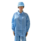 Costume non pelucheux bleu d'ESD de polyester de rayure de 5mm pour des vêtements de travail industriels