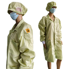 Robe antistatique d'ESD de polyester de grille utilisée par usine du laboratoire 2.5mm pour le jaune de Cleanroom