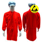 Salle blanche Rouge 5 mm Grille ESD manteau de sécurité antistatique avec 98% de polyester 2% de fibre de carbone