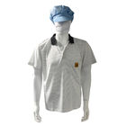 T-shirts en soie blanche à rayures de 7 mm T-shirts anti-statiques POLO ESD 99% polyester 1% conducteur