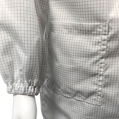 98% de polyester + 2% de fibre de carbone 5 mm grille ESD manteau de sécurité antistatique filet respirant arrière pour salle blanche