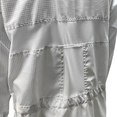 98% de polyester + 2% de fibre de carbone 5 mm grille ESD manteau de sécurité antistatique filet respirant arrière pour salle blanche