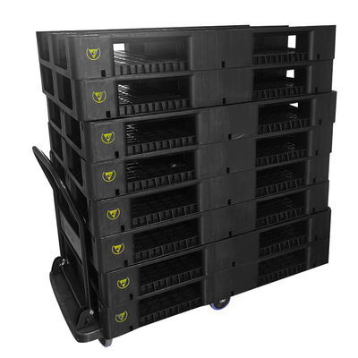 1200*800*140mm ESD empilage de palettes électroniques en plastique noir pour les industries