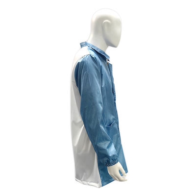 Veste antistatique ESD de salle blanche avec fermeture à glissière à la trappe à l'arrière en maille blanche Veste antistatique de laboratoire