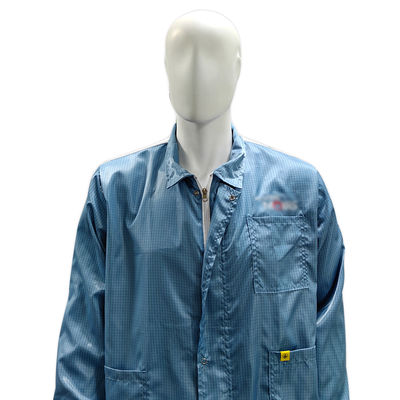 Veste antistatique ESD de salle blanche avec fermeture à glissière à la trappe à l'arrière en maille blanche Veste antistatique de laboratoire