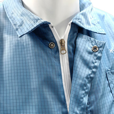 Veste antistatique ESD de salle blanche avec fermeture à glissière à la trappe à l'arrière en maille blanche Veste antistatique de laboratoire