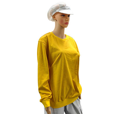 Jaune 5 mm bande 99% coton + 1% fibre de carbone ESD chemise à manches longues antistatique pour le laboratoire