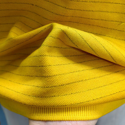 Jaune 5 mm bande 99% coton + 1% fibre de carbone ESD chemise à manches longues antistatique pour le laboratoire