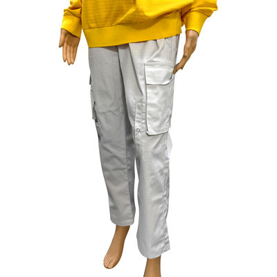 Pantalons longs antistatiques Chambre blanche 67% Polyester + 31% coton + 2% fibre de carbone Pantalon ESD gris