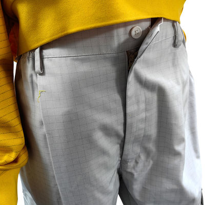 Pantalons longs antistatiques Chambre blanche 67% Polyester + 31% coton + 2% fibre de carbone Pantalon ESD gris