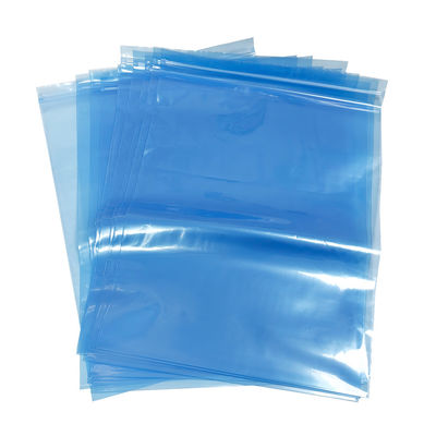 Sac de protection à fermeture à glissière bleu PE ESD pour l'emballage des salles blanches