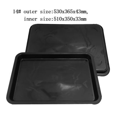 530x365x43mm ESD plateaux carrés antistatiques en plastique noir rectangulaire peu profond plateau ESD plateau tournant en cercle électronique