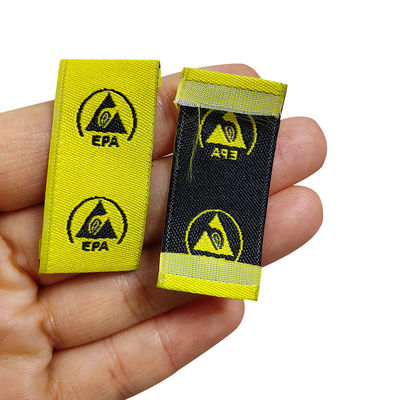 Signe d'avertissement ESD antistatique de l'EPA Embroidery Tissu adhésif de salle blanche Étiquette de vêtements Accessoires