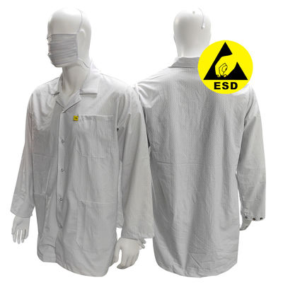 XS-10XL Salle blanche blanche ESD 96% polyester + 4% de carbone anti-statique lavable