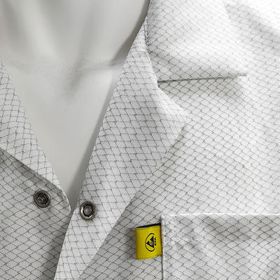 XS-10XL Salle blanche blanche ESD 96% polyester + 4% de carbone anti-statique lavable