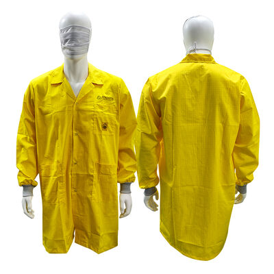 Blouse de salle blanche antistatique ESD jaune à grille de 5 mm
