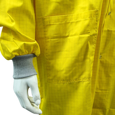 Blouse de salle blanche antistatique ESD jaune à grille de 5 mm