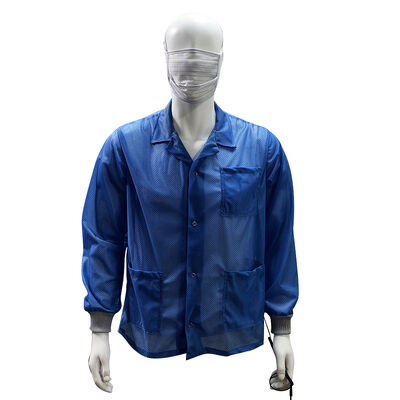 Blouse de laboratoire ESD anti-statique 96% polyester + 4% fibre de carbone à grille diamant