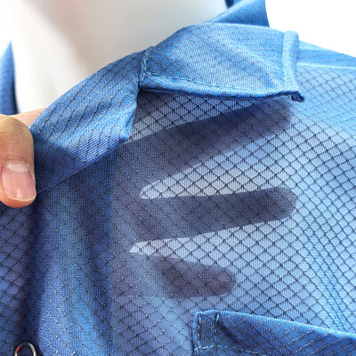 Blouse de laboratoire ESD anti-statique 96% polyester + 4% fibre de carbone à grille diamant