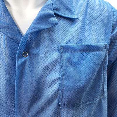 Blouse de laboratoire ESD anti-statique 96% polyester + 4% fibre de carbone à grille diamant
