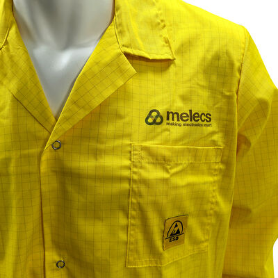 Yellow 5mm Grid ESD Lab Coat With Snap Buttons