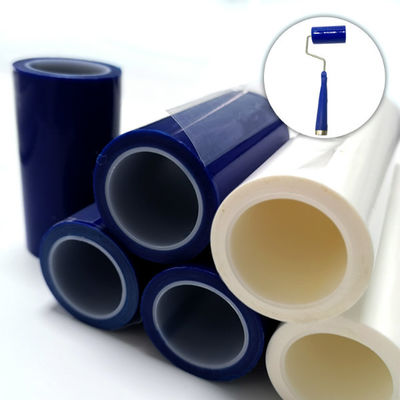 Rouleau collant de fibre de PE jetable bleu blanc du Cleanroom 18m