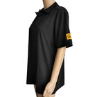 Unisexe noir d'anti T-shirts statiques d'ESD de coton de 96% pour le laboratoire de Cleanroom