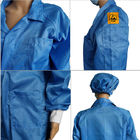 Le laboratoire bleu unisexe d'ESD de grille de 2.5mm enduit des chemises antipoussière du même chapeau de couleur