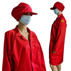 Combinaison antistatique rouge de chemise d'ESD de coton de 96% avec le même chapeau de couleur