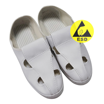 Chaussures de sécurité lavables protégées de la poussière blanches d'ESD avec l'anti semelle de glissement de PVC