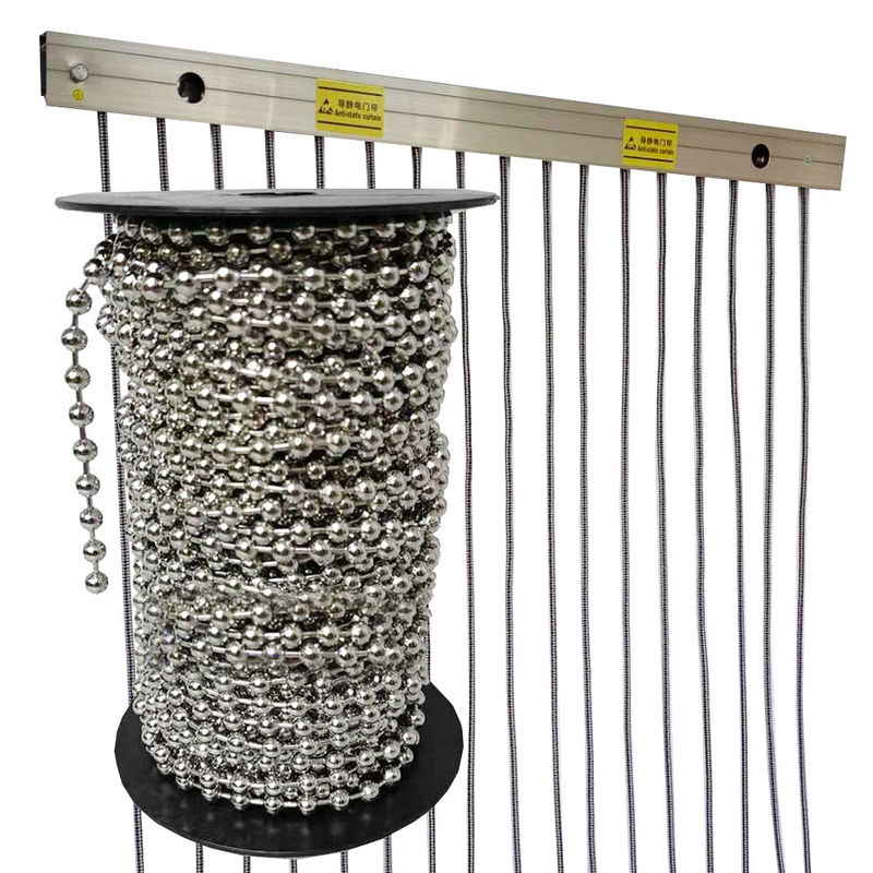 Distance de 8 cm Rideau de porte conducteur Largeur 2m * Hauteur 1m Diamètre 6mm Rideau de perles d'acier inoxydable conducteur statique
