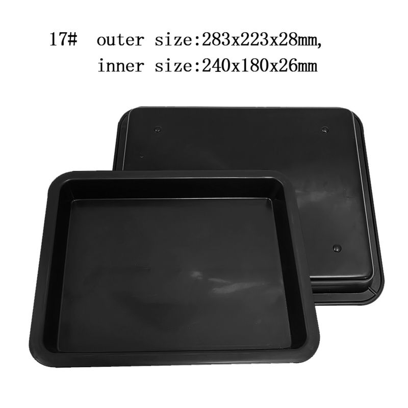 283x223x28mm Plateau carré en plastique noir Pièces de plateau antistatique Boîte de chiffre d'affaires Boîte Pp Plateau en caoutchouc Classification du matériau Boîte Carré Bassin cadre conducteur