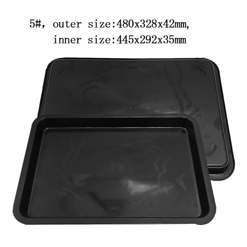 480x328x42mm plateau anti-statique carré plateau en plastique noir carré bassin ESD boîte de chiffre d'affaires pièces électroniques boîte de matériel stockage plateau en plastique
