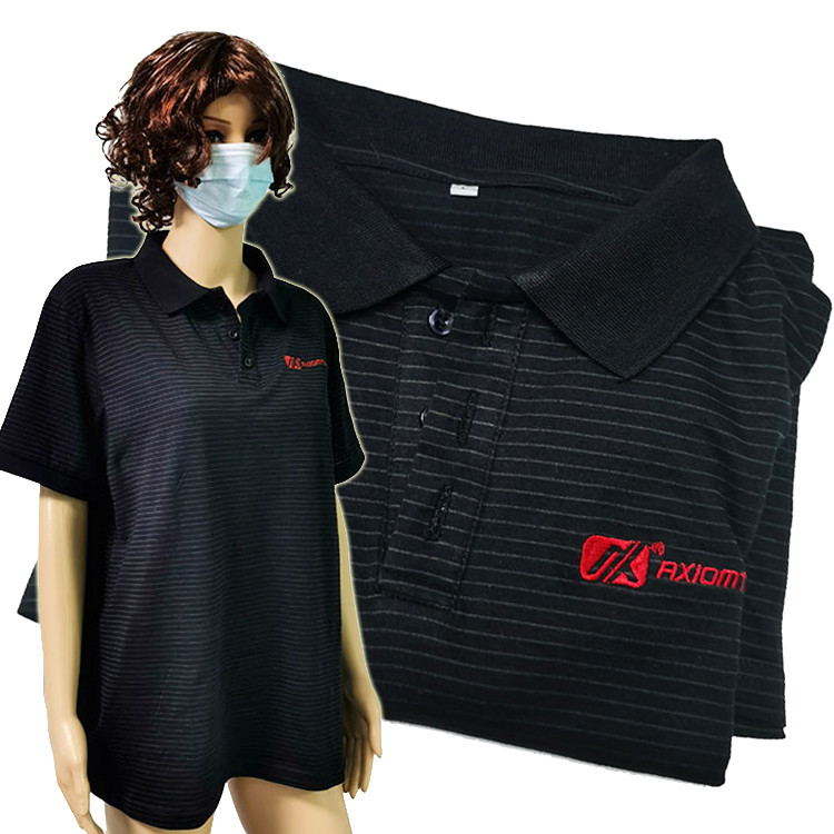 Black Stripe ESD T Shirts Unisex 96% Cotton 4% Conductive Fiber